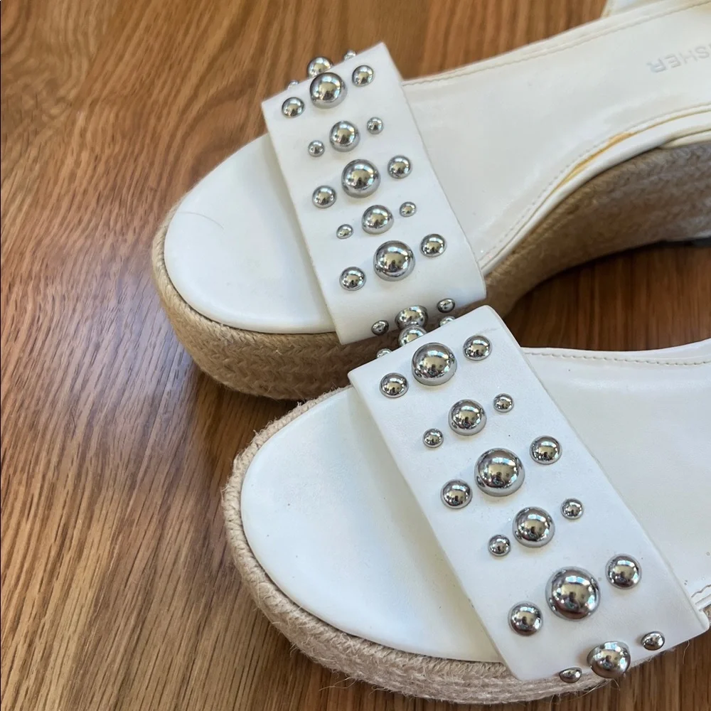 Marc Fisher White Studded Platform Sandals - Picture 3 of 4